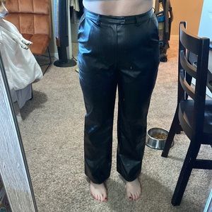 Shein wide black leather pants